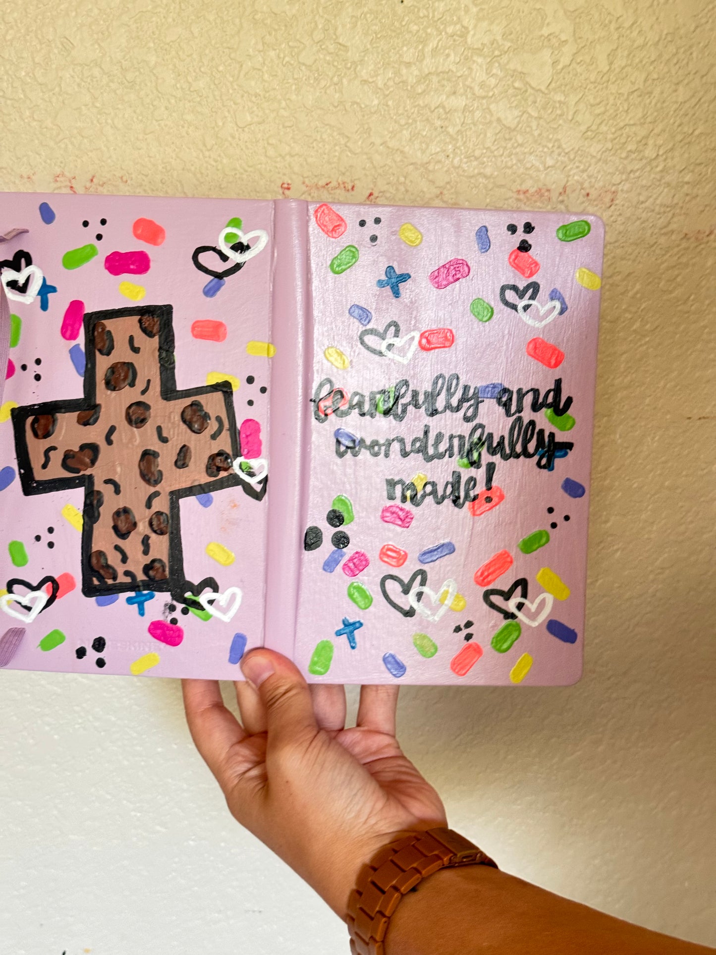 Ready To Ship - Cheetah Cross Hand Painted Notebook