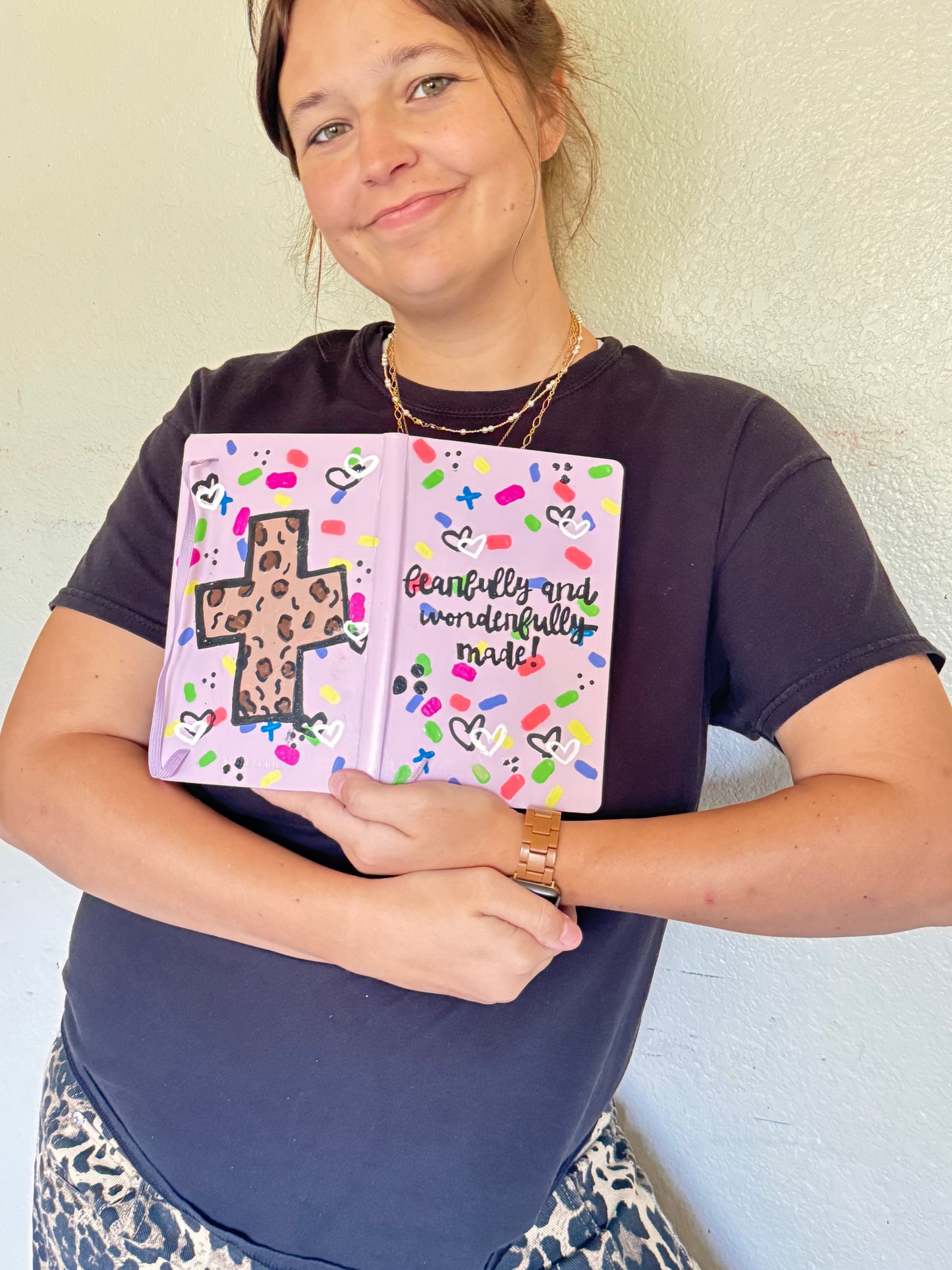 Ready To Ship - Cheetah Cross Hand Painted Notebook
