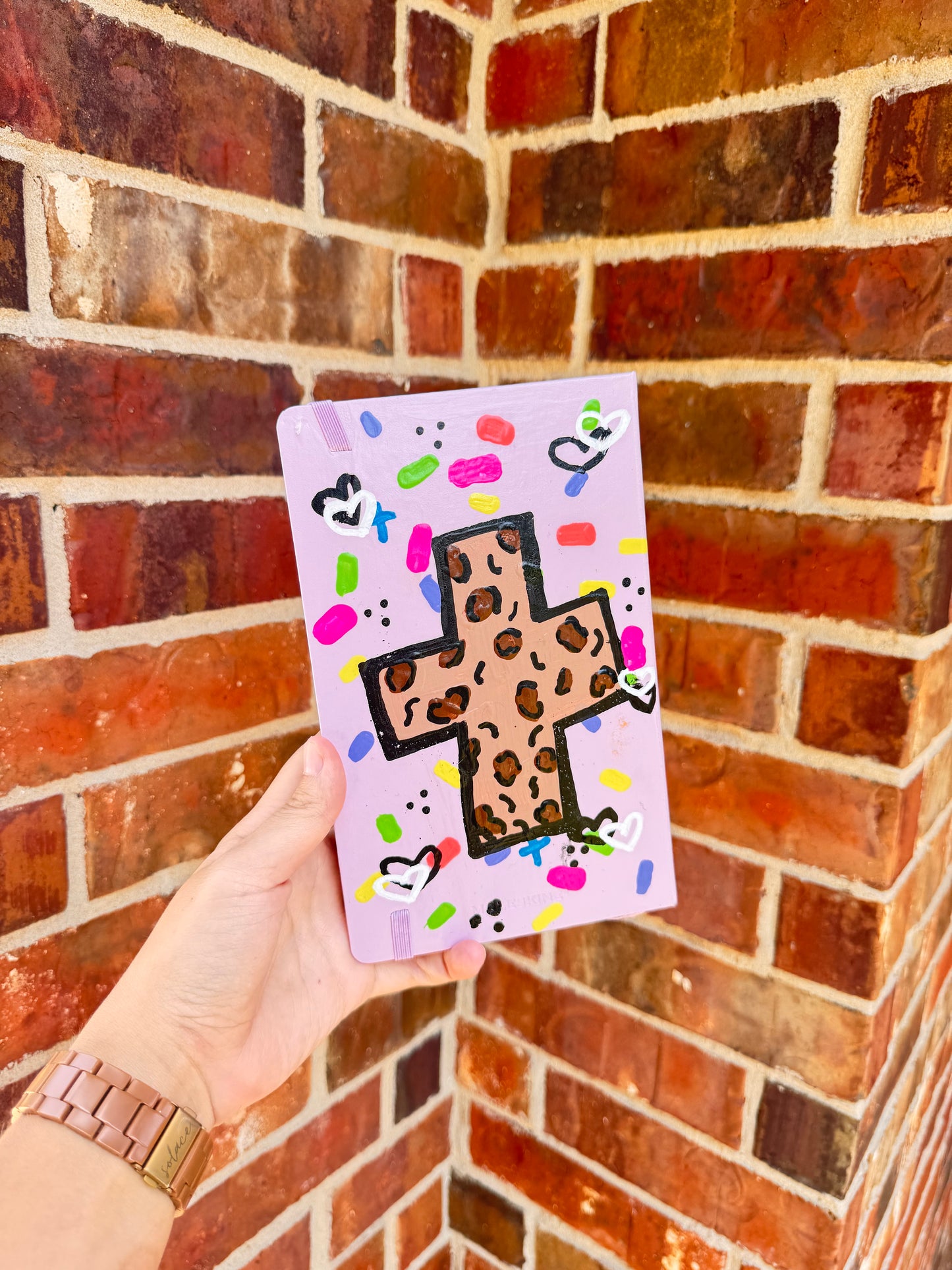 Ready To Ship - Cheetah Cross Hand Painted Notebook