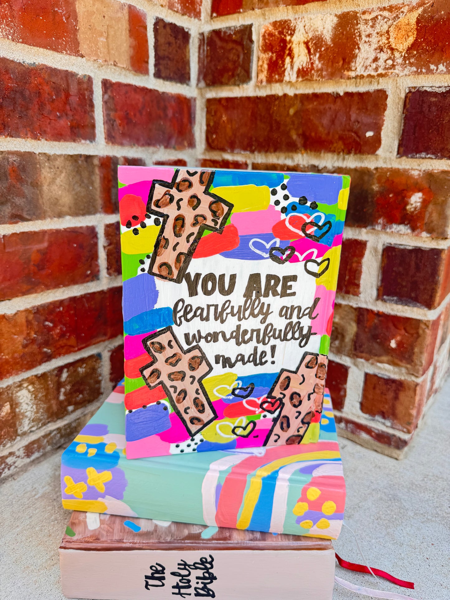 Ready To Ship - Cheetah Cross Hand Painted Bible