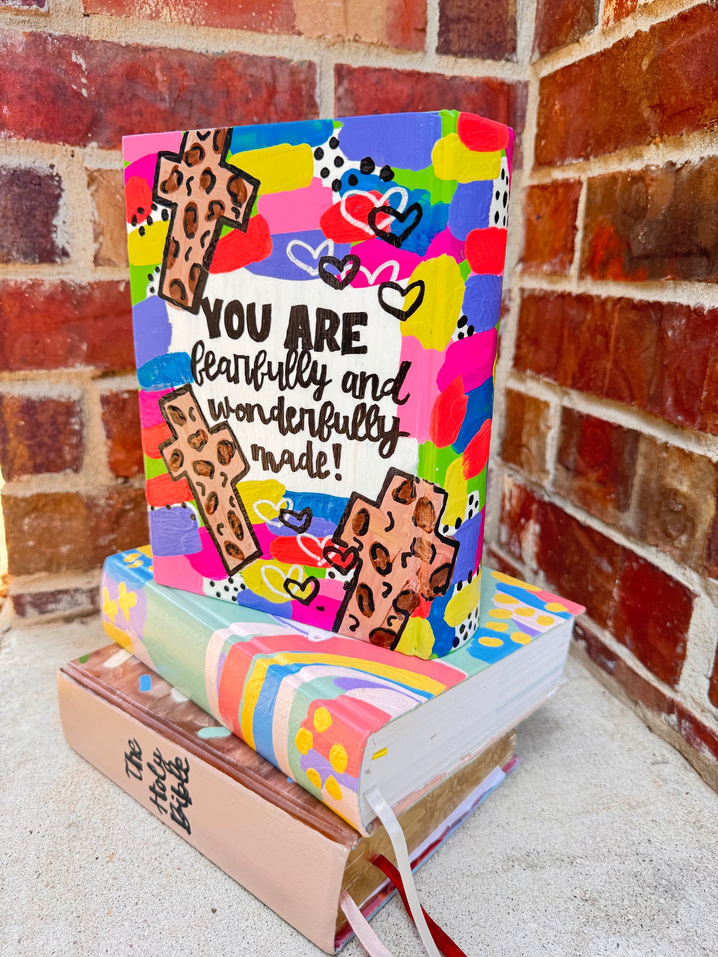 Ready To Ship - Cheetah Cross Hand Painted Bible