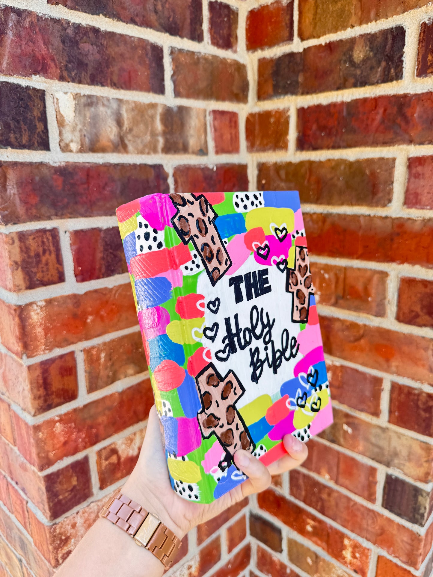Ready To Ship - Cheetah Cross Hand Painted Bible